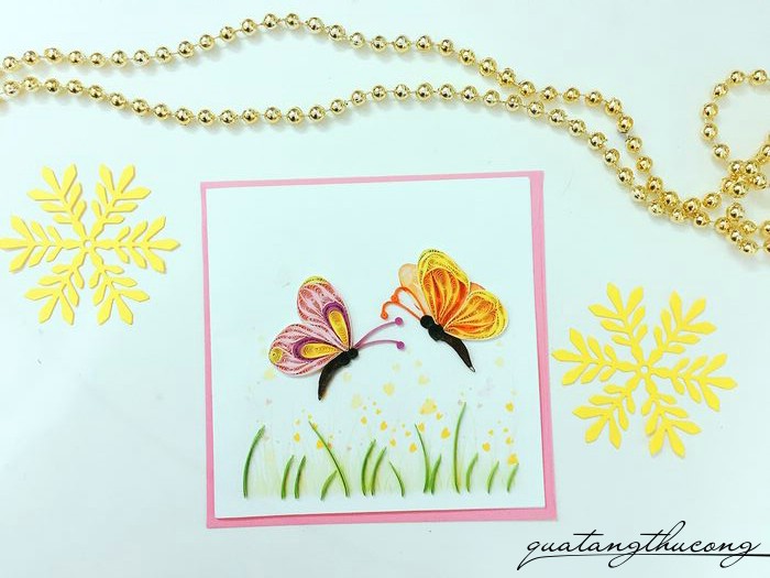 Thiệp tình yêu quilling đôi bướm xinh